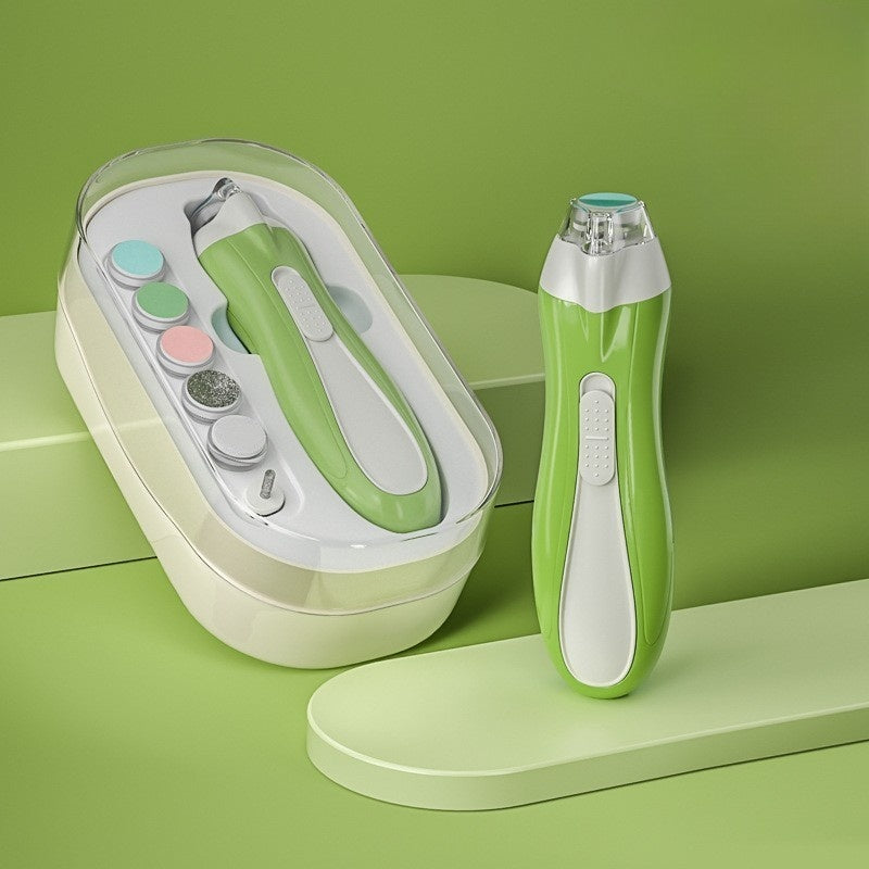 Pila Electrica, pentru Copii si Bebelusi, din ABS, 6 Accesorii, cu Lumina LED, 9.5 x 6 x 17 cm, Verde