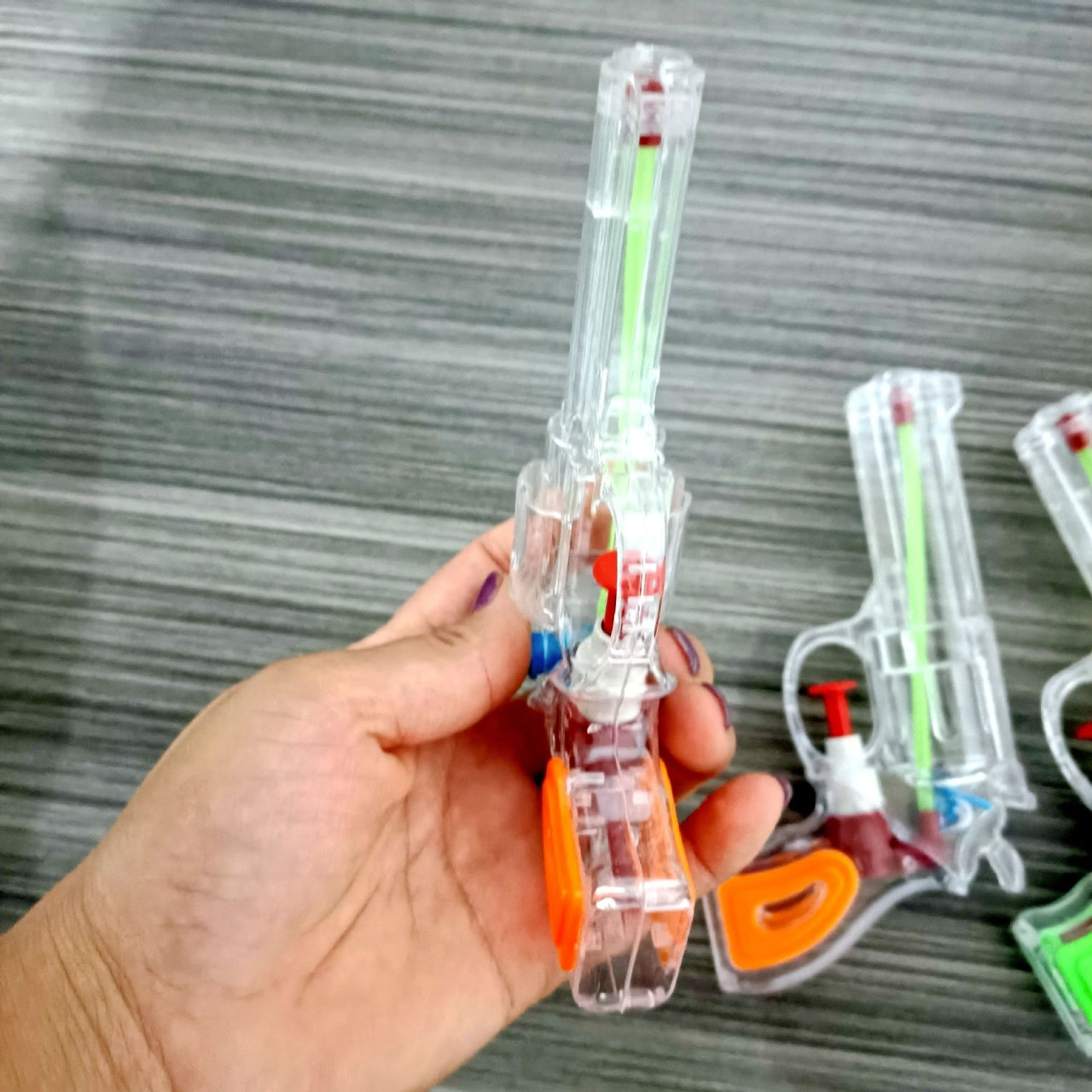 Pistol cu Apa, pentru Copii, din Plastic, 16 x 5 x 2 cm, Transparent/Portocaliu
