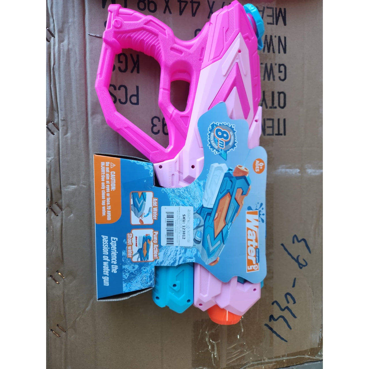Pistol cu Apa pentru Copii, Rezervor 900ml, Raza de Actiune 8m, 6ani+, 4 Duze, Roz