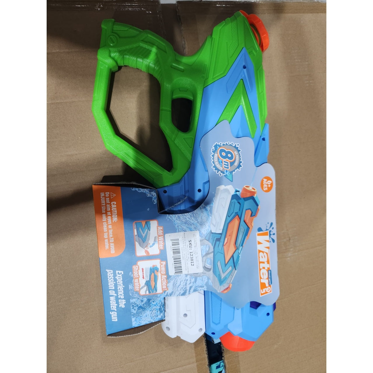 Pistol cu Apa pentru Copii, Rezervor 900ml, Raza de Actiune 8m, 6ani+, 4 Duze, Verde