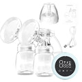 Pompa de San Electrica 2 in 1, cu 2 Biberoane, Capacitate 180 ml, Incarcare USB Tip C, 1200 mAh, 2 Moduri, 9 Viteze, Albastru Transparent