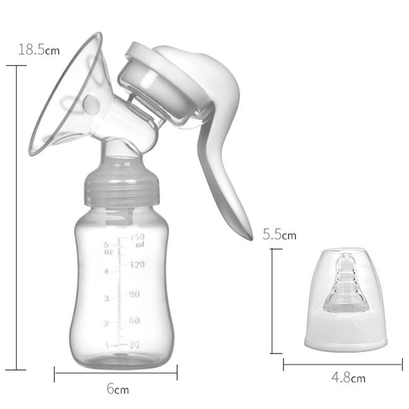 Pompa de San Manuala Multifunctionala, Portabila, cu Tetina pentru Biberon, Anti-Scurgere, Anti-Reflux, 18.5x6 cm, 150 mL, Silicon, Recipient