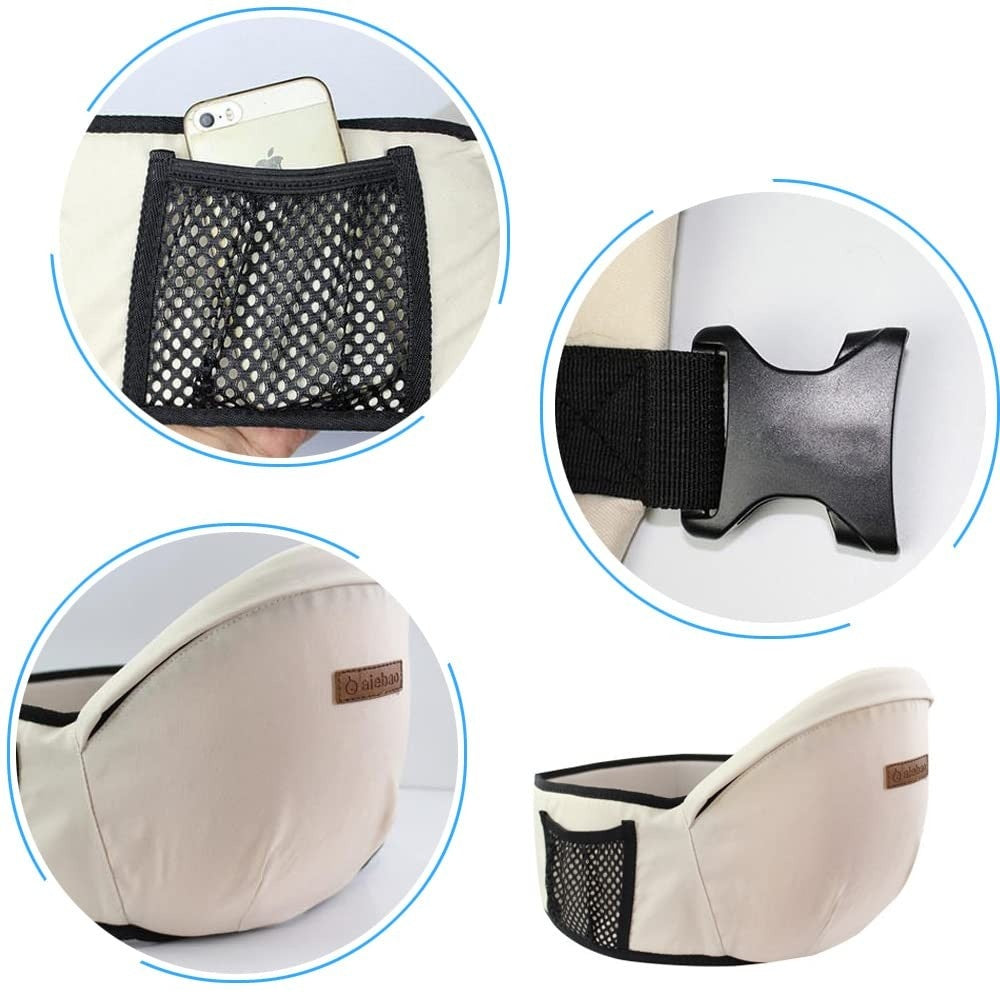 Port-Bebe Ergonomic Ajustabil cu Scaun, 3 Pozitii, Bumbac Respirabil, pentru Copii 0-3 Ani, 20 kg Maxim, 25 x 22 x 18 cm