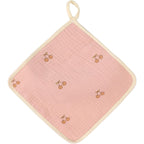 Prosop Absorbant, din Bumbac, 25 x 25 cm, Model Cirese, cu Agatatoare, Roz