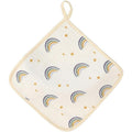 Prosop Absorbant, din Bumbac, 25 x 25 cm, Model Curcubeu, cu Agatatoare, Bej