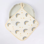 Prosop Absorbant, din Bumbac, 25 x 25 cm, Model Curcubeu, cu Agatatoare, Bej