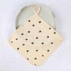 Prosop Absorbant, din Bumbac, 25 x 25 cm, Model Stelute, cu Agatatoare, Bej