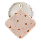 Prosop Absorbant, din Bumbac, 25 x 25 cm, Model Ursuleti, cu Agatatoare, Crem