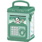 Pusculita pentru Copii, pusculita pentru economii SMART BOX cu efecte sonore, Tip ATM, cu Parola cu Amprenta, din plastic, 20 x 13.5 x 11.5 cm Verde