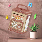 Pusculita pentru Copii, pusculita pentru economii SMART BOX cu efecte sonore, Tip ATM, cu Parola cu Amprenta, din plastic, 20 x 13.5 x 11.5 cm Roz