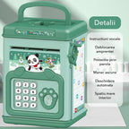 Pusculita pentru Copii, pusculita pentru economii SMART BOX cu efecte sonore, Tip ATM, cu Parola cu Amprenta, din plastic, 20 x 13.5 x 11.5 cm Verde
