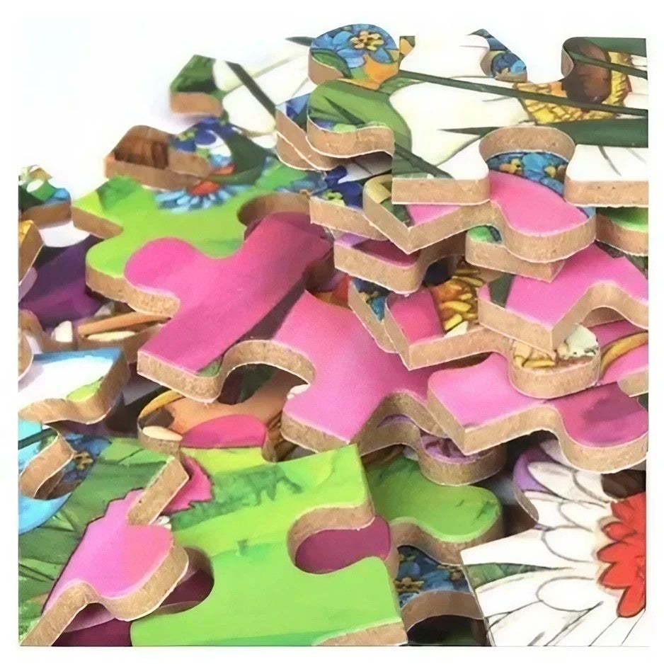 Puzzle 60 de Piese din Lemn in Cutie Metalica, Model Cei Trei Purcelusi, Educativ, Dezvoltare Abilitati Cognitive, pentru Prescolari, 22.5x13.5 cm, Multicolor