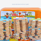 Puzzle 60 de Piese din Lemn in Cutie Metalica, Model Submarin, Educativ, Dezvoltare Abilitati Cognitive, pentru Prescolari, 22.5x13.5 cm