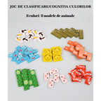 Puzzle din Lemn Tip Tetris, +4 Ani, cu Animale Colorate 3D, 40 Piese, Multicolor