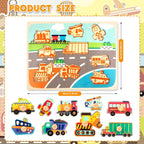 Puzzle Montessori din Lemn pentru Copii, 0-3 Ani, 3D, Model Transporturi, Educativ, Intuitiv, Creativ, 9 Piese, 30x22.5x0.8 cm, Multicolor