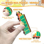 Puzzle Montessori din Lemn pentru Copii, 0-3 Ani, 3D, Model Transporturi, Educativ, Intuitiv, Creativ, 9 Piese, 30x22.5x0.8 cm, Multicolor
