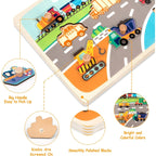 Puzzle Montessori din Lemn pentru Copii, 0-3 Ani, 3D, Model Transporturi, Educativ, Intuitiv, Creativ, 9 Piese, 30x22.5x0.8 cm, Multicolor