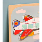 Puzzle Montessori din Lemn pentru Copii, 3D, 0-3 Ani, Model Avion, Educativ, Intuitiv, Creativ, 6 Piese, 15x15x0.5 cm, Multicolor