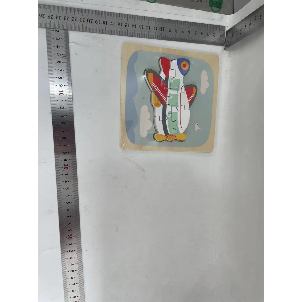 Puzzle Montessori din Lemn pentru Copii, 3D, 0-3 Ani, Model Avion, Educativ, Intuitiv, Creativ, 6 Piese, 15x15x0.5 cm, Multicolor