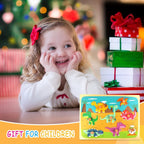 Puzzle Montessori din Lemn pentru Copii, 3D, 0-3 Ani, Model Dinozauri, 8 Piese, 30x22.5x0.8 cm, Multicolor