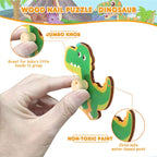 Puzzle Montessori din Lemn pentru Copii, 3D, 0-3 Ani, Model Dinozauri, 8 Piese, 30x22.5x0.8 cm, Multicolor