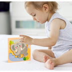 Puzzle Montessori din Lemn pentru Copii, 3D, 0-3 Ani, Model Elefant, Educativ, Intuitiv, Creativ, 4 Piese, 15x15x0.5 cm, Multicolor