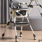 Scaun de Masa pe Roti pentru Copii, 2 Tavite si Husa Detasabile, Multifunctional, Balansoar, de la 6 Luni, Gri