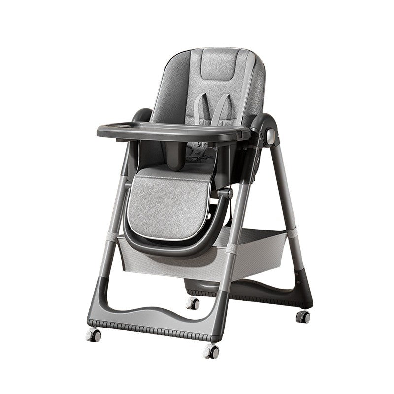 Scaun de Masa pentru Bebelusi si Copii, 2 Tavite si Husa Detasabile, Multifunctional, Stabil, Centura de Siguranta, Inaltime Ajustabila, Spatar Reglabil Moale, Cos de Depozitare, 100x50x80cm, de la 6 Luni, Gri