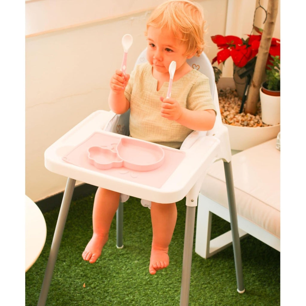 Scaun de Masa, pentru Bebelusi si Copii 6-36 Luni, din Plastic/Metal, Centura in 2 Puncte, Tava Detasabila, 63 x 57 x 85 cm, Roz