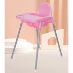 Scaun de Masa, pentru Bebelusi si Copii 6-36 Luni, din Plastic/Metal, Centura in 2 Puncte, Tava Detasabila, 63 x 57 x 85 cm, Roz