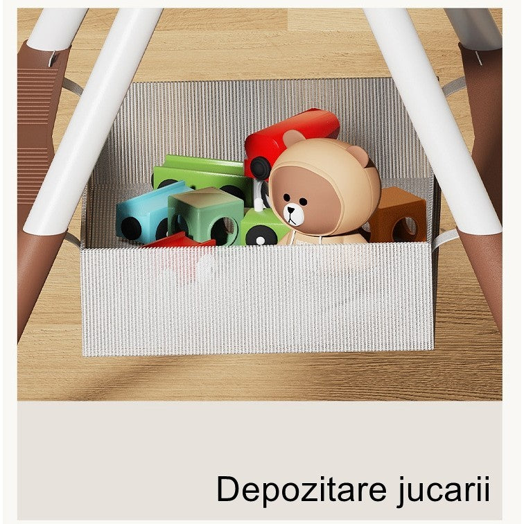 Scaun de Masa pentru Bebelusi si Copii, cu Roti, Telescopic, Pliabil, Masuta Reglabila, Suport Picioare, Scaun cu Invelis Piele Artificiala, Centura Siguranta, Spatiu Depozitare, 97x73x65 cm, Roz