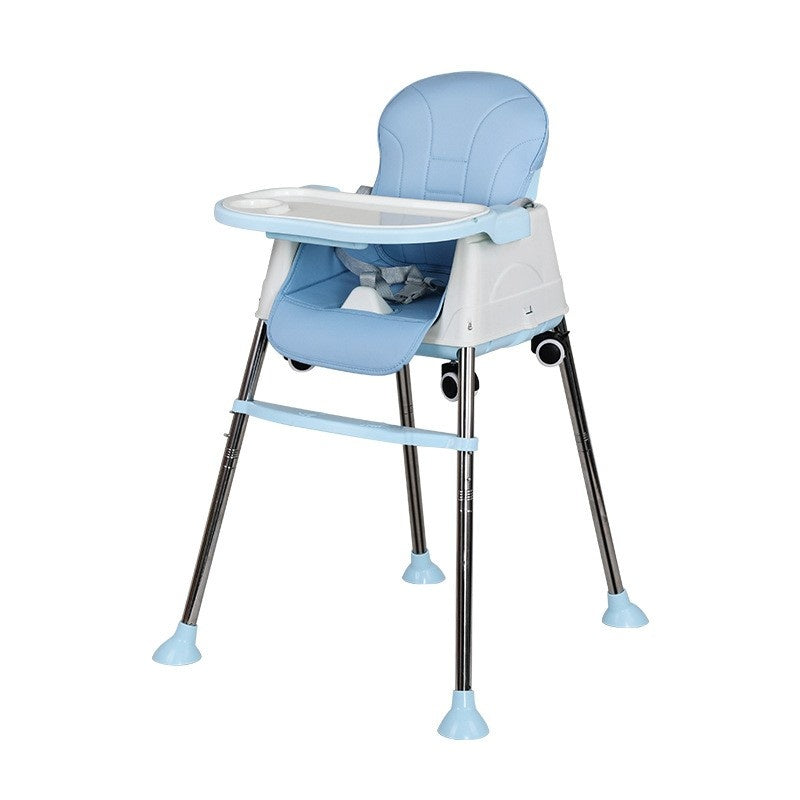 Scaun de Masa Pliabil 3in1, Reglabil, Multifunctional, 3 Pozitii, Masuta si Husa Detasabile, Ajustare Inaltime, Albastru