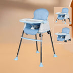Scaun de Masa Pliabil 3in1, Reglabil, Multifunctional, 3 Pozitii, Masuta si Husa Detasabile, Ajustare Inaltime, Albastru