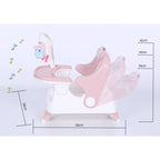 Scaun pentru Copii 2 in 1, pentru Servit Masa si pentru Baie, Multifunctional, Pliabil, Portabil, din Plastic, Spatar Reglabil, 58 x 39 cm, Roz