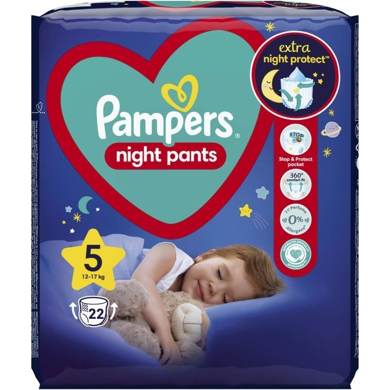 Scutec Chilotel de noapte Pampers Night, marimea 5, 12 - 17 kg, 22 bucati