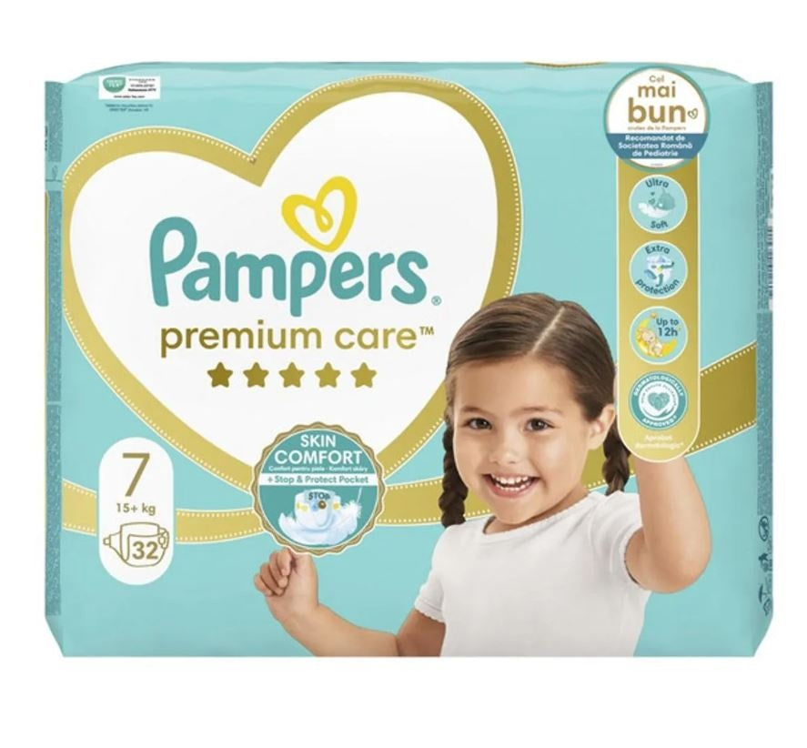 Scutece chilotel Pampers Premium Care Pants, marimea 7, 15+ kg, 32 buc
