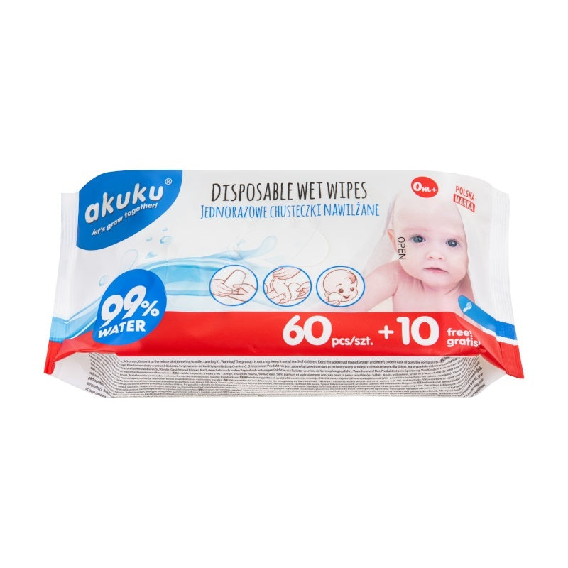Servetele umede bebelusi Akuku 99% apa 70 bucati