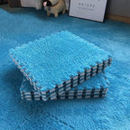 Set 10 Piese Covor tip Puzzle, Spuma EVA, Pufos, 30 x 30 x 1 cm, Albastru