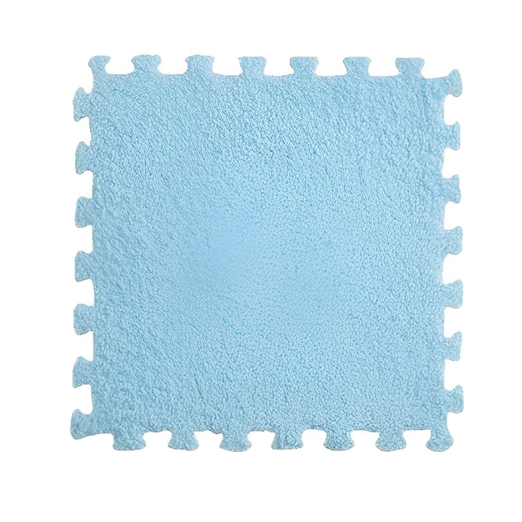 Set 10 Piese Covor tip Puzzle, Spuma EVA, Pufos, 30 x 30 x 1 cm, Baby Blue