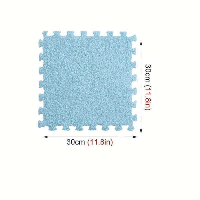 Set 10 Piese Covor tip Puzzle, Spuma EVA, Pufos, 30 x 30 x 1 cm, Baby Blue