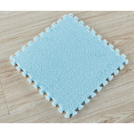 Set 10 Piese Covor tip Puzzle, Spuma EVA, Pufos, 30 x 30 x 1 cm, Baby Blue