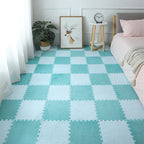 Set 10 Piese Covor tip Puzzle, Spuma EVA, Pufos, 30 x 30 x 1 cm, Baby Blue