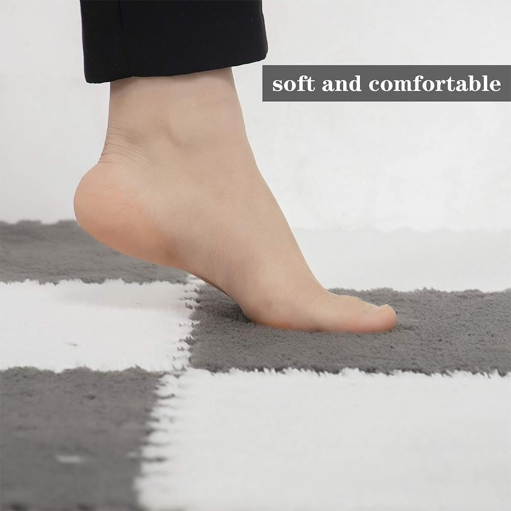 Set 10 Piese Covor tip Puzzle, Spuma EVA, Pufos, 30 x 30 x 1 cm, Gri