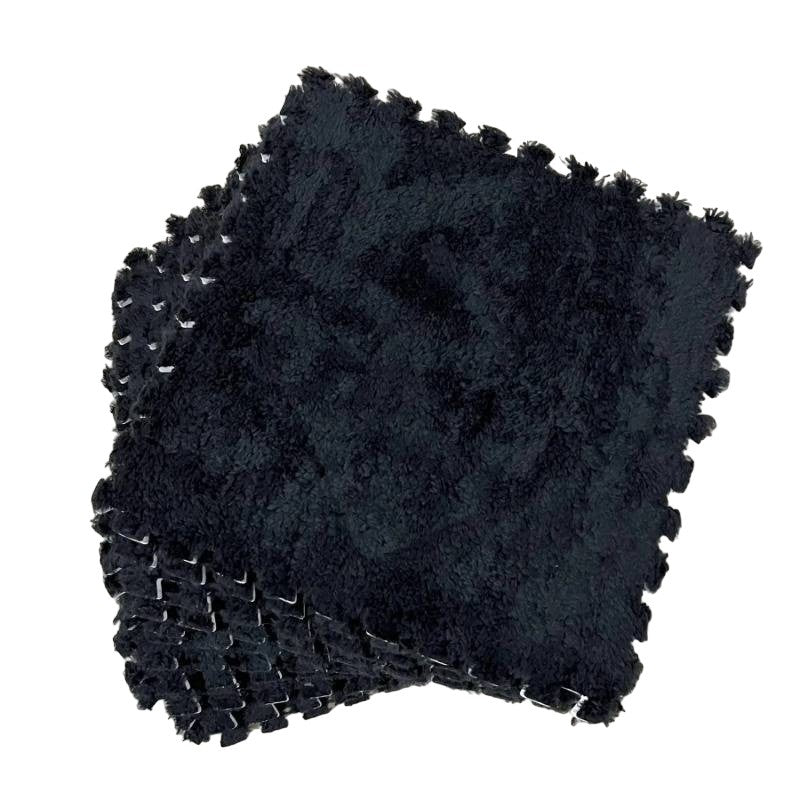 Set 10 Piese Covor tip Puzzle, Spuma EVA, Pufos, 30 x 30 x 1 cm, Negru