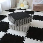 Set 10 Piese Covor tip Puzzle, Spuma EVA, Pufos, 30 x 30 x 1 cm, Negru