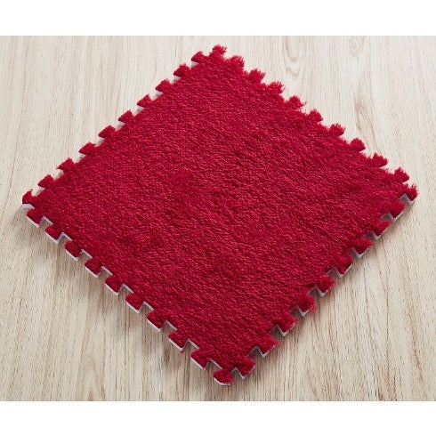 Set 10 Piese Covor tip Puzzle, Spuma EVA, Pufos, 30 x 30 x 1 cm, Rosu