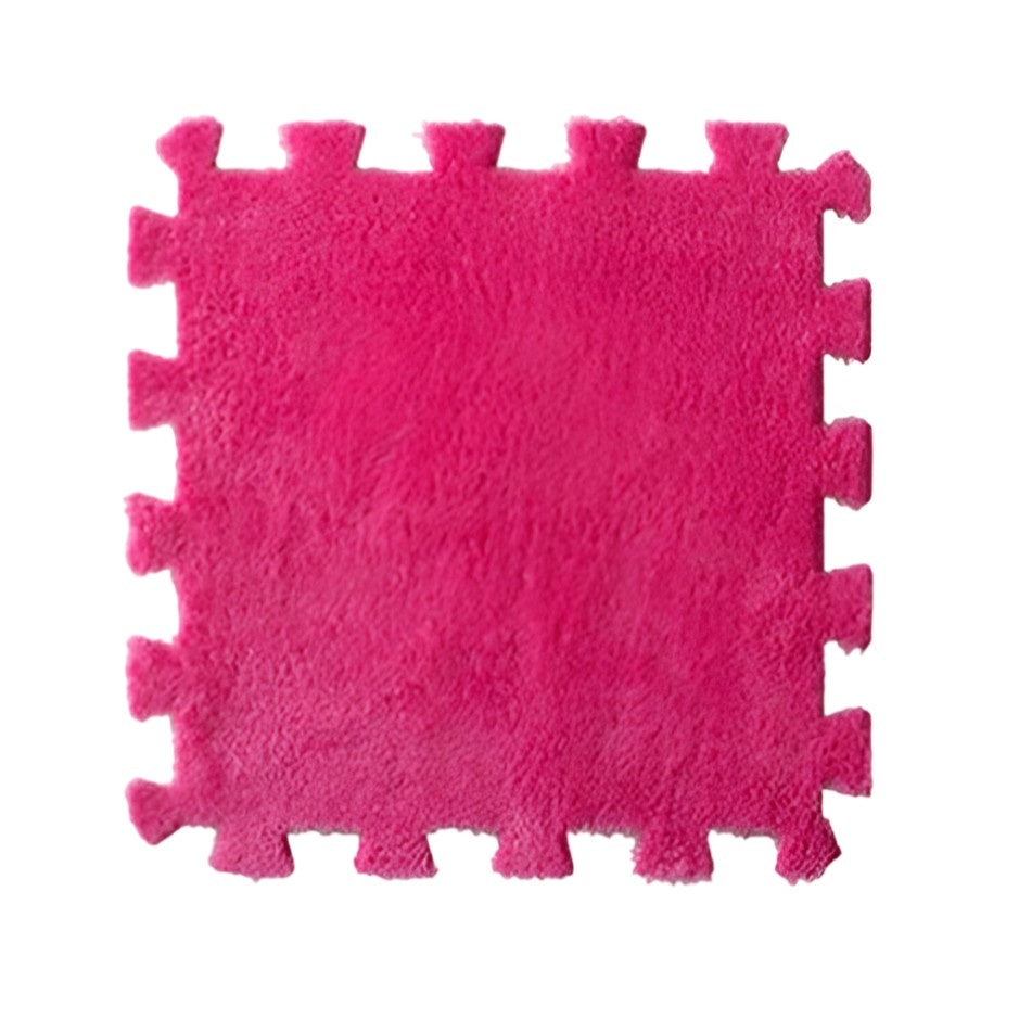 Set 10 Piese Covor tip Puzzle, Spuma EVA, Pufos, 30 x 30 x 1 cm, Roz