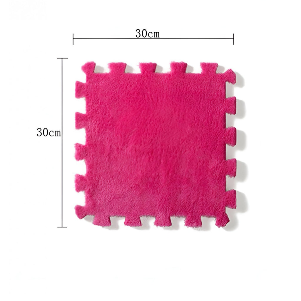 Set 10 Piese Covor tip Puzzle, Spuma EVA, Pufos, 30 x 30 x 1 cm, Roz