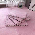 Set 10 Piese Covor tip Puzzle, Spuma EVA, Pufos, 30 x 30 x 1 cm, Roz Pudrat
