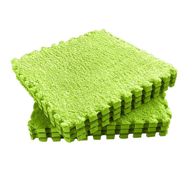 Set 10 Piese Covor tip Puzzle, Spuma EVA, Pufos, 30 x 30 x 1 cm, Verde